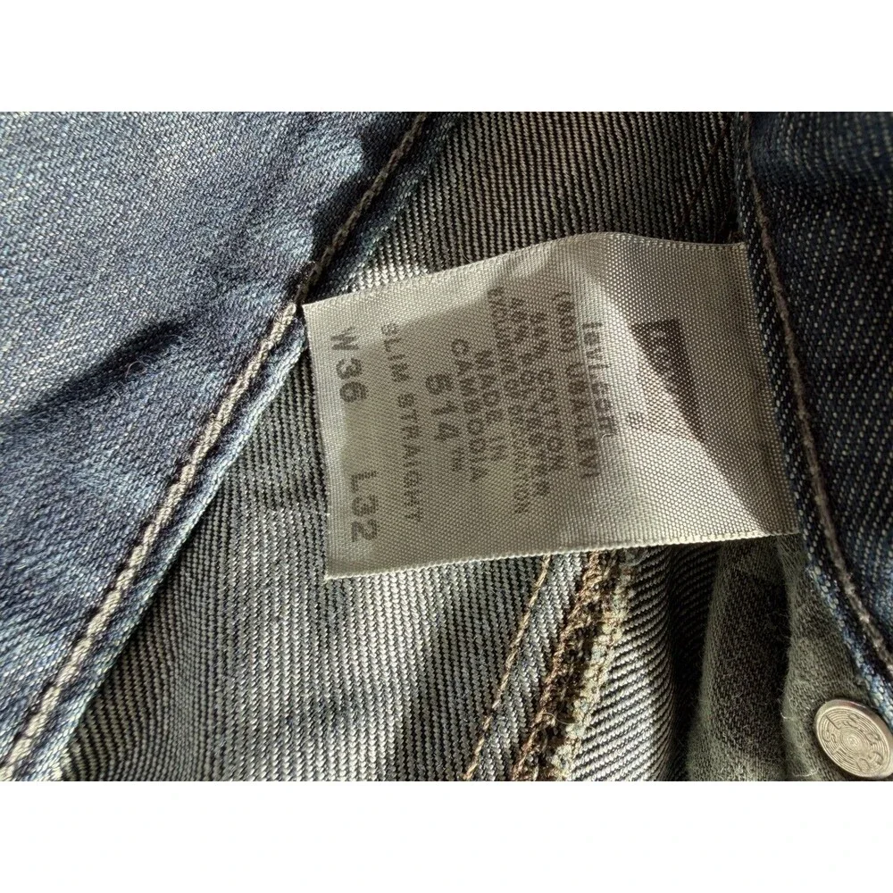Levi’s 514 Jeans Mens 36x32 Dark Wash Slim Straight Denim Pants Classic Fit